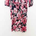 Kate and Lily Womens Dress Size 16W Navy Pink Floral Midi Wrap Boho Romantic Photo 2