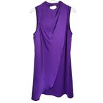 Trina Turk Delighted Draped Satin High Neck Sleeveless Mini Dress in Purple Rain Photo 4
