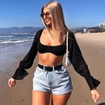 White Fox Boutique NWT  Sheer Perfection Long Sleeve Underwire Crop Black Small Photo 2