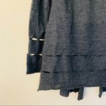 Anthropologie  Bibelot Wool Cardigan Leather Buckle/Cut-Outs Charcoal Grey size M Photo 7