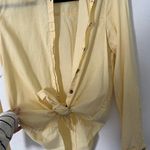 Divided Pastel Yellow Button Up Shirt Photo 1