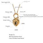 18K Gold Plated womens jewelry Heart holder Necklace Black Stone stainless steel Photo 10