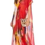 Michael Stars “Pastel Gardens” Abstract Print Sheer Swim Cover Up One Size Photo 0