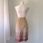Worthington Vintage ‘00s Tan & Burgundy Floral Print Knee Length Wrap Skirt Photo 6
