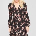 Xhilaration NWOT Black Floral Button Front Long Sleeve Dress Photo 0