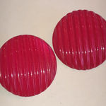 Dark Pink Magenta Ribbed Retro Boho Button Earrings Photo 0