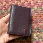 TUMI MONACO GUSSETED CARD CASE MAROON BLACK FOLD ID WALLET Red Photo 0