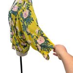 Anthropologie ‎ Elma Kimono Top Open Front Rose Floral Print Yellow One Size Photo 6