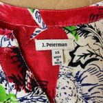 J. Peterman Hibiscus Floral Linen Shirt Dress Red Size XS Photo 5