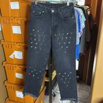CARMAR Black Emelia Sturgis Spiked Straight Leg Crop Frayed Goth Jeans Size 25 Photo 5