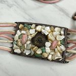 Womens Chunky Shell Chip Studded Tie Belt Boho Medium (M) Large (L) ✨ Pink Photo 7