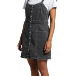 Aeropostale Dress Large Button Front Fitted Washed Black Denim Overalls Photo 0