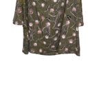 Entro  Women's Top Floral Sheer Lace Cold Shoulder Flare Sleeves Green/Pink Small Photo 7