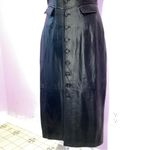 Ralph Lauren Vintage Leather Midi Dress Women Size 8 Black Quiet Luxury Mob Wife Photo 2