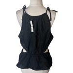 J.Crew NWT  Cutout linen tank top black sz L Photo 5