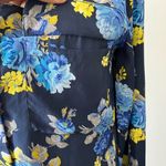 Equipment  Silk Lynn Blue yellow Floral button down long sleeve tunic blouse XS Photo 8