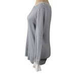 Loft Striped Women's Sweater Ruffle Cuff Boat Neck Black Cream Size M Medium Photo 1