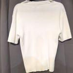 Kim Rogers Sport White Ribbed Knit Mock Neck, Women's Large Top, Short Sleeve Photo 0