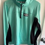 PINK - Victoria's Secret  Quarter Zip Pullover Top Teal Black Athletic Photo 0