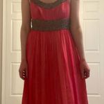 Adrianna Papell Beaded Silk Empire Waist Evening Formal Evening Gown Hot Pink 10 Photo 7