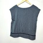 Frye Women Square Neck Blouse Blue & Gray Striped Top Short Sleeve Size S Photo 5