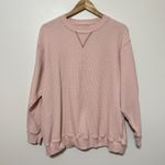 Aerie  The Sweat Waffle Crew Neck Sweatshirt Size Medium Pink Photo 1