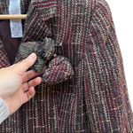 Sag Harbor US 4 Petite Y2K Brown Woven Contrast Stitch Tweed Blazer Photo 3