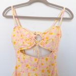 No Boundaries  Womens One Piece Swimsuit Size M‎ Yellow Pink Cutout Y2K Coquette Photo 2