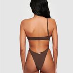 Adoraswim one piece swimsuit brown o ring gold cutout cheeky high leg Photo 3