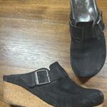 Birkenstock Fanny by Papillio Size 9 Wedged Black Suede Slip On Clogs Photo 0
