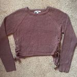 Tilly's Tilly’s pink/purple cropped sweater with ties in the side size large Photo 0