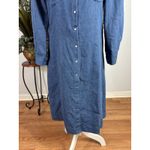 Milla Denim Blue Dress SM Long Sleeve Open Front Snap Button Pocket Minimalist Photo 2