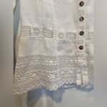 Basset Size S White Linen Lace Fitted Stone Button Front 3/4 Sleeve Top Germany Photo 4