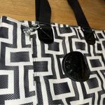 Kipling  Geometric Print Large Tote Bag Purse Keychain Black White Photo 2