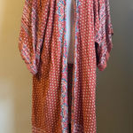 Angie  Rust Floral Print Kimono Duster Cardigan Boho M flowy kimono whimsi Y2K Photo 0
