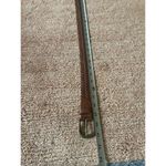 Vintage Woven Brown Leather Belt Brass Buckle 42” Unisex Boho Rustic Style Brown Photo 4