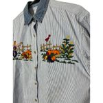 Vintage Solutions Original Striped Embroidered Fall Denim Collar Shirt‎ L Blue Size L Photo 2