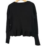Terez Women’s Size S Black Ribbed Cotton Blend Thumbhole Pullover Sweater Photo 4