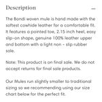 New Liberte Leather Bondi Woven leather Tan Block Heel Mules. Size 9 Photo 5