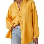 We The Free  FP Oversized Boho Button Up Top in Yellow Photo 0