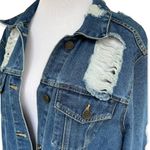 Boom Boom Jeans  Medium Wash Destroyed Trucker Style Denim Jacket XL Photo 1