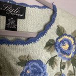 Style Exchange Vtg womens M Pullover knit Blue Sweater Short Sleeve Cottagecore Photo 2