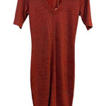 Steven Alan  Women's Bodycon V-Neck Knit‎ Kirby Dress Dark Rust Multi Space Dye Photo 0