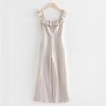 & Other Stories & Other Stories Ruffle Square Neck Linen Jumpsuit Tan Beige Size 4 Neutral Photo 3