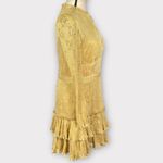 Saylor Adria Minidress Women's Large Gold Lace Long Sleeve High Neck Tiered NWT Photo 5