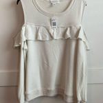 Eye Candy NWT  White Open Shoulder Ruffle Sweatshirt Photo 1