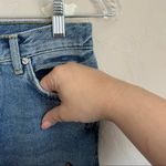 ZARA  High Rise Button Fly Straight Distressed Gem Bedazzled Raw Hem Denim Jeans Photo 11