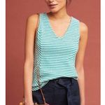 Maeve Anthropologie Textured Green & White Striped FRANCONIA Tank Top Small Photo 0