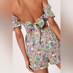 Nasty Gal size 2 Floral Print Off the Shoulder Tie Back Romper Photo 3
