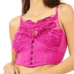 Free People NWT  Have My Heart Cropped Tank Top Raspberry Sherbert Sz XS Photo 2